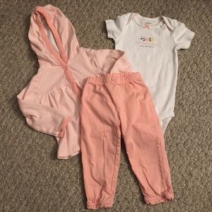Baby Girl 3-Piece Hooded Peach Outfit